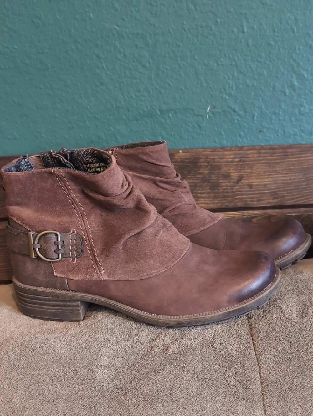 Earth Origins Chestnut Brown Suede Ankle Booties - Picture 2 of 8